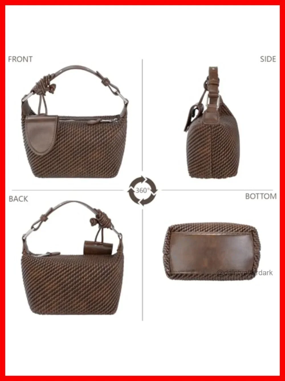 Women's Faux Leather Hobo Crossbody Bag with Adjustable Strap